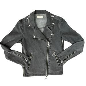 Katz Charcoal Gray Asymmetrical Zipper Pockets Moto Biker Jacket Size 34 / XS